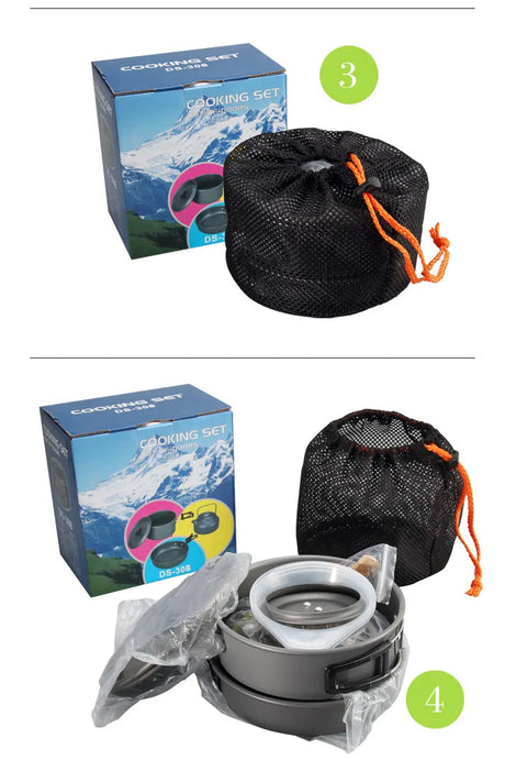 Outdoor Cookware Set Compact Hiking Cookware Camping Cooking Set Backpack Camping Pot And Pans Set