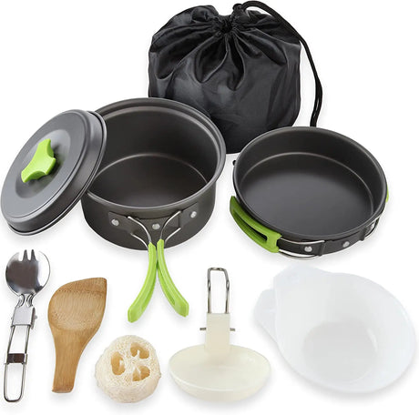 Camping Cookware  Kit for Backpacking Gear Cooking Set - Backpack Camping Pot and Pans Set Portable Stove