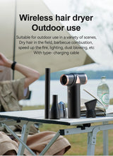 Portable Hair Dryer USB Powered for Outdoor Activities Travel, Camping, Fishing, Biking, Running, Hiking, Hunting Trips