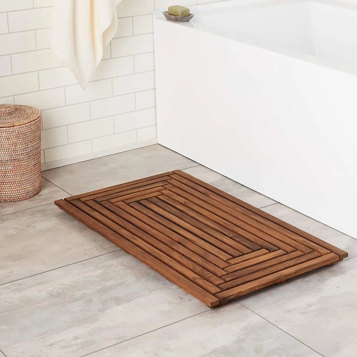 100% Natural Bamboo Deluxe Indoor and Outdoor Shower Floor and Bath Mat