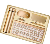 6-in-1 office notebook gift set, featuring a vacuum cup, USB pen, power bank, keyboard, and mouse