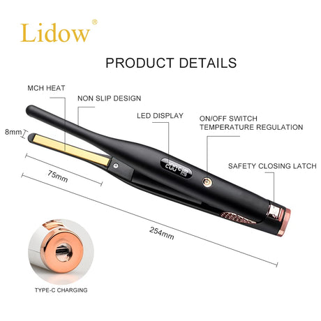 Cordless Portable Flat Iron - USB Charged - Travel Outdoors Gym Fishing Hiking Boating RV Camping Van