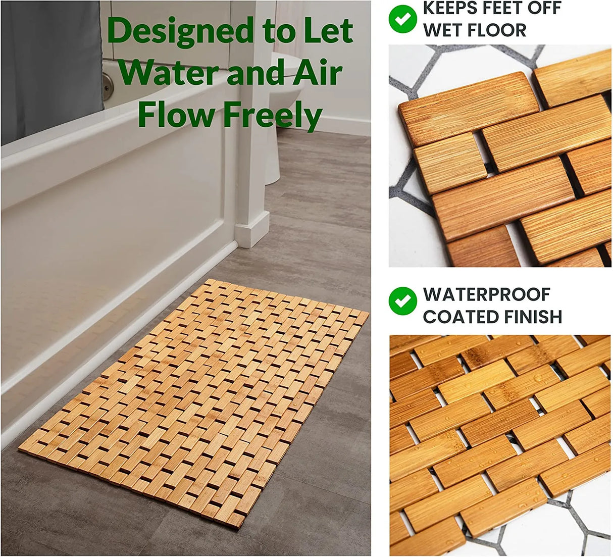 Eco-friendly Natural Bamboo Shower Mat