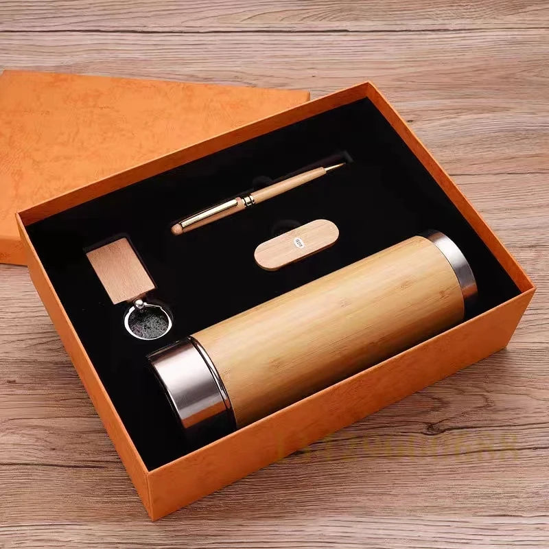 Luxury Wooden Gift Set 4-in-1 Insulated Cup USB Drive and Pen