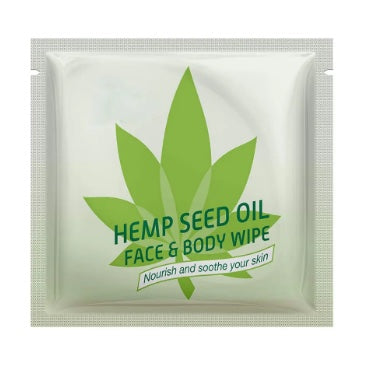 Pocket Size Individually Wrapped Hemp Seed Oil Face and Body Wipes